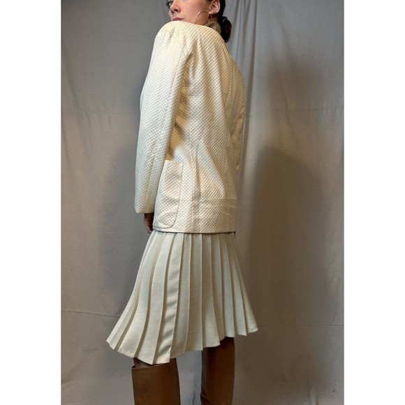 Vintage Perry Ellis Women's Beige Blazer Jacket, Size 8 Checkered - Picture 8 of 12